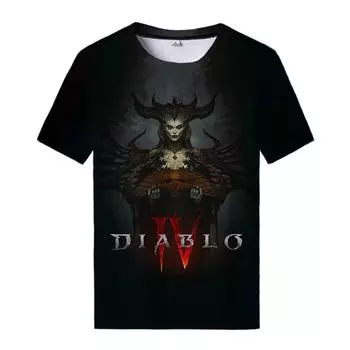 Футболки с 3D принтом Game Diablo 4, мужские и женские футболки с короткими рукавами, уличная одежда в стиле Харадзюку, модная футболка большого размера, детские топы, одежда XL