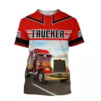 Футболки с 3D принтом «Грузовик», водитель грузовика, дальнобойщик, модная уличная одежда для мальчиков и девочек, футболка большого размера с короткими рукавами, детские футболки, топы, одежда 100
