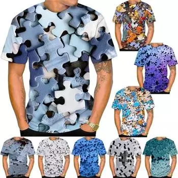Футболки с 3D-принтом и графическим принтом для мужчин и женщин, с коротким рукавом, повседневные забавные футболки, свободные мужские футболки в стиле хип-хоп, уличная одежда L