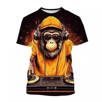 Футболки с 3D-принтом и рисунком обезьяны, с круглым вырезом, для мужчин и женщин, с коротким рукавом и принтом гориллы Цезаря, большие футболки Harajuku, топы S