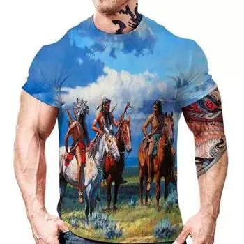 Футболки с 3D-принтом «Летние индейцы», мужские и женские, повседневные, с коротким рукавом, в стиле ретро, большие размеры, топы Harajuku Y2k, футболки, детская одежда S