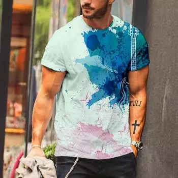 Футболки с 3D-принтом, летние, мужские, повседневные, модные, уличная одежда, футболки большого размера с коротким рукавом, футболки, топы, одежда S