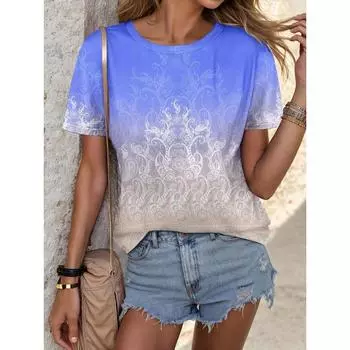 Футболки с 3D-принтом «Летний рисунок» для женщин, повседневная мода 2000 года, футболка с коротким рукавом, футболки с круглым вырезом, топы, одежда S