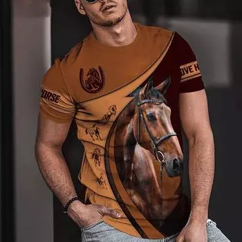 Футболки с 3D-принтом «Лошадь», модная женская футболка унисекс, большая свободная футболка с круглым вырезом, повседневная футболка с коротким рукавом, одежда для лошадей S