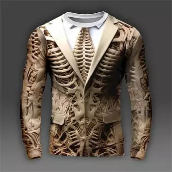 Футболки с 3D принтом скелета и черепа, мужские повседневные модные футболки с длинными рукавами, топ, толстовка, дышащая уличная одежда, свободные футболки XXL