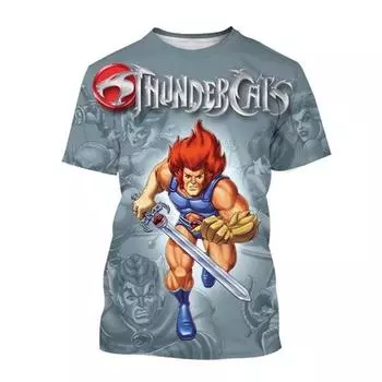 Футболки с аниме Thundercats 3D-принтом для мужчин и женщин, модные футболки с круглым вырезом и коротким рукавом, детские футболки, топы, мужская одежда S