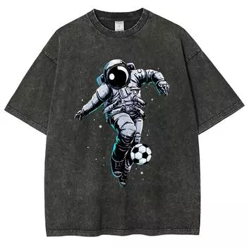 Футболки с астронавтом, унисекс, выстиранные футболки, мужские, женские, повседневные футболки с коротким рукавом, хлопковая футболка оверсайз S