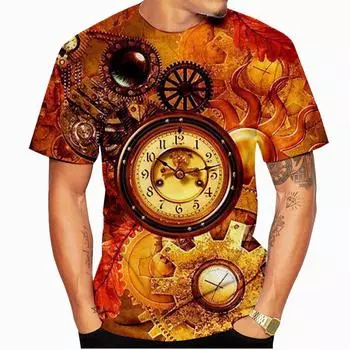 Футболки с циферблатом и 3D принтом, уличная мужская мода, Harajuku, повседневная футболка большого размера с круглым вырезом, летние футболки, топы, одежда S