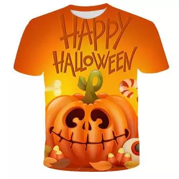 Футболки с цифровой печатью 3D на Хэллоуин, мужские и женские свободные повседневные футболки с коротким рукавом XXS