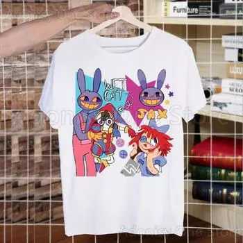 Футболки с цифровым цирком в стиле Харадзюку, летние унисекс/женские футболки в стиле хип-хоп с забавным принтом, уличная футболка, топы с короткими рукавами 4XL