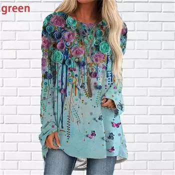 Футболки с цветочным 3d принтом, женская модная футболка, топы с длинными рукавами, футболки, летние длинные топы, женская футболка Camisetas с бабочкой для девочек