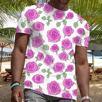 Футболки с цветочным принтом «Роза», цветочные 3D-принты для мужчин и женщин, хип-хоп, футболка с коротким рукавом и круглым вырезом, большие размеры, топы Harajuku Y2k, футболки, детская одежда S