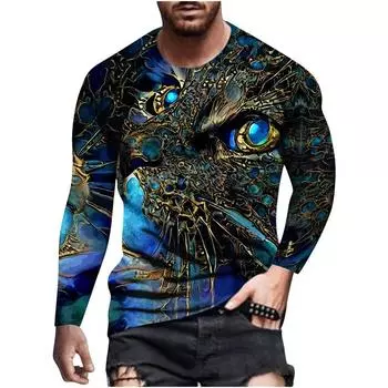 Футболки с длинным рукавом и принтом в виде 3D тигра и животных для мужчин, модные футболки, повседневные топы для мужчин и женщин, детская одежда S