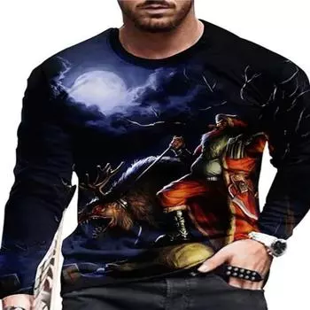 Футболки с длинным рукавом мужские Санта-Клаус 3D толстовка рождественская 3D принтованная футболка S