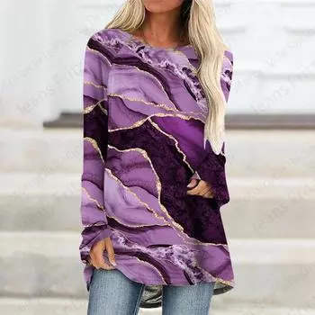 Футболки с длинным рукавом с принтом Marble 3D, женские модные футболки, женские топы, футболки, женские туники, топы, женская одежда, повседневные майки XS
