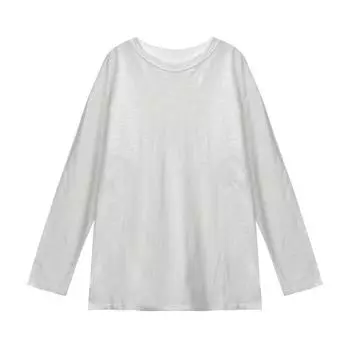 Футболки с длинным рукавом, женская простая черная футболка с круглым вырезом и свободной основой на весну и лето S