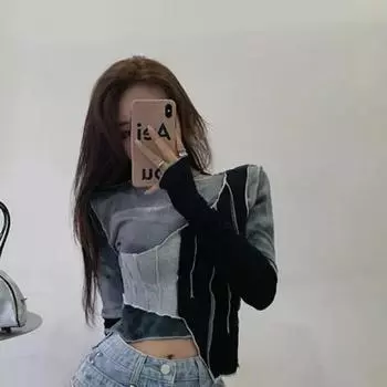 Футболки с длинным рукавом, женские новые тонкие нерегулярные лоскутные футболки с круглым вырезом, уличная одежда, шикарные модные футболки женские One Size