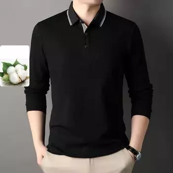 Футболки с длинными рукавами на весну и осень, однотонные, для мужчин среднего и пожилого возраста, для отцов M