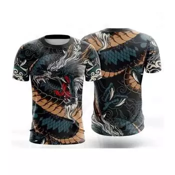 Футболки с драконом, мужская футболка с 3D-принтом «Тигр», уличная одежда для мужчин и женщин, повседневная модная футболка большого размера с коротким рукавом S