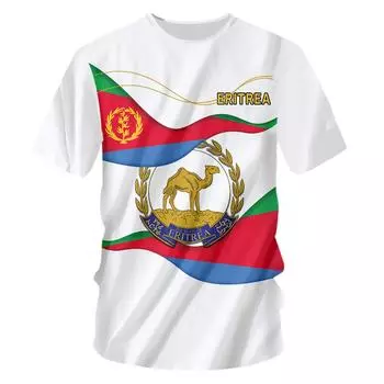 Футболки с флагом Эритреи, логотип Эритреи, футболки с 3D принтом, топы, футболки с коротким рукавом, повседневная уличная одежда с круглым вырезом, футболка Abrham Eritrea S