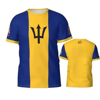 Футболки с графическим 3D-принтом флага Барбадоса 2025 года, мужские топы с национальной эмблемой Барбадоса, африканские детские спортивные товары, уличная модная одежда S