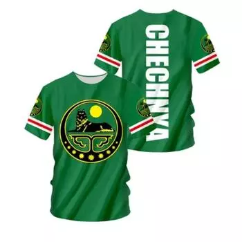 Футболки с графическим изображением герба Чечни для мужчин, футболки с 3D-принтом Рамзана Кадырова, модная уличная одежда, крутой дизайн футболки M