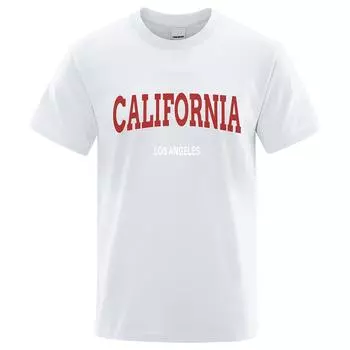 Футболки с графическим принтом «Лос-Анджелес, Калифорния, городские буквы», мужские, повседневные, дышащие, хлопковые, свободные, летние, большого размера S