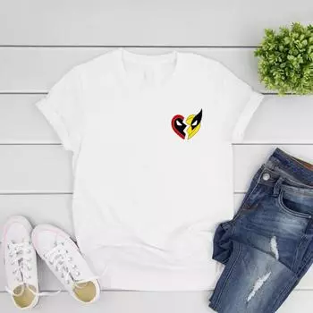 Футболки с графическим принтом «Лучшие друзья супергероев» Футболка с изображением пары супергероев Футболки с коротким рукавом для мужчин и женщин Футболка с изображением лучших друзей героев Топ унисекс S красный