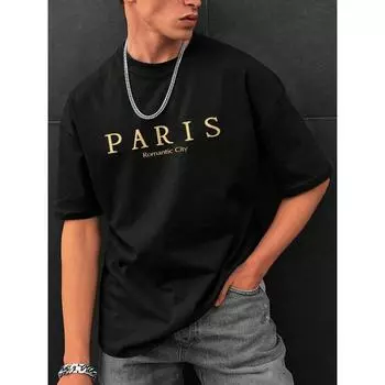 Футболки с графическим принтом Paris Romantic City Letter, мужская летняя свободная одежда, свободная хлопковая футболка большого размера, уличные мягкие топы S красный