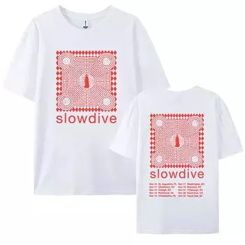 Футболки с графическим принтом Slowdive Tour, летние футболки с коротким рукавом и круглым вырезом, одежда с графическим принтом в стиле хип-хоп, уличная одежда, футболки унисекс XS чёрный
