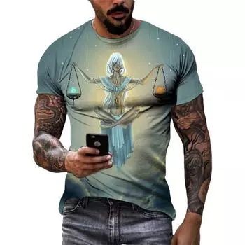 Футболки с графическим принтом «Созвездие интересов», летние модные повседневные забавные мужские топы с коротким рукавом, уличные футболки с принтом и круглым вырезом S
