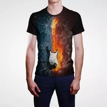 Футболки с хип-хоп музыкой и гитарой, летние, с коротким рукавом, с 3D-принтом, мужские футболки, дизайнерские мужские уличные топы S