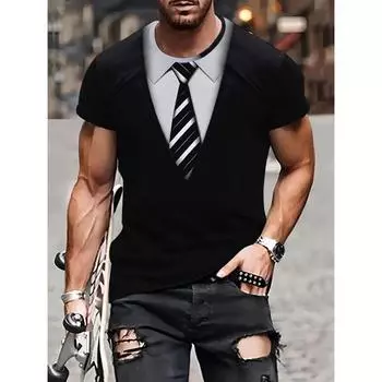 Футболки с искусственным костюмом, летние черные футболки с игровым контроллером, мужские уличные футболки с 3D принтом, модные топы с короткими рукавами и круглым вырезом S чёрный