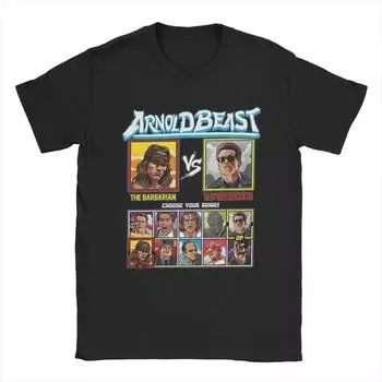 Футболки с изображением Арнольда Шварценеггера, бойца Арнольда Зверя, мужские, из чистого хлопка, забавная футболка с круглым вырезом, футболка с коротким рукавом, одежда в подарок S чёрный