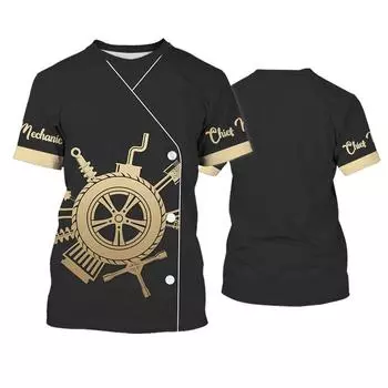 Футболки с изображением главного механика с механическим 3D-принтом для мужчин и женщин, модные футболки большого размера с коротким рукавом, футболки для косплея, топы, униформа S