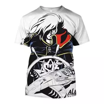 Футболки с изображением космического пирата, капитана Харлока Альбатора, уличная одежда с 3D принтом аниме для мужчин и женщин, повседневная модная футболка большого размера, детские футболки, топы 3XL