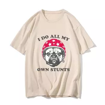 Футболки с изображением мопса, одежда из 100% чистого хлопка, футболка с рисунком из мультфильма, кавайная футболка с рисунком питомца, свободная футболка с коротким рукавом XS песочный