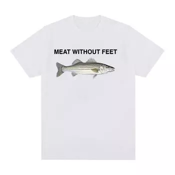 Футболки с изображением мяса без ног и рыбы, забавные мемы, женская летняя модная футболка унисекс с круглым вырезом, высокое качество, футболка Harajuku, свободная хлопковая футболка 4XL бежевый