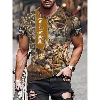 Футболки с изображением собак и уток, охота на оленей, 3D-принт, мужская уличная мода, короткий рукав, футболка с круглым вырезом, свободные топы, футболки, одежда S