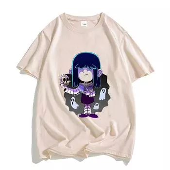 Футболки с классическим принтом «Loud House Cartoon», высококачественная симпатичная футболка, летняя женская футболка, Ropa Mujer, мягкие топы с круглым вырезом XS белый