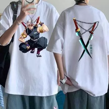 Футболки с коротким рукавом Uzui Tengen с 3D-принтом для женщин и мужчин, свободные футболки, повседневные летние футболки S