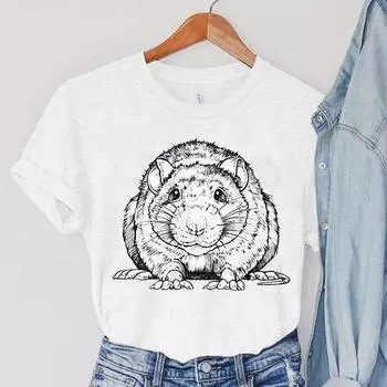 Футболки с крысой, женские винтажные топы с крысой, модные женские футболки в стиле Харадзюку с животными, летние футболки с принтом крысы, повседневная женская одежда XXL