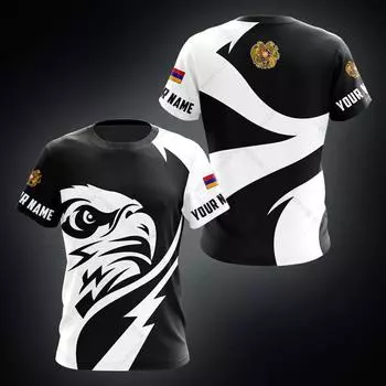 Футболки с надписью «Армения» с эмблемой орла, летние повседневные футболки унисекс с круглым вырезом, быстросохнущие, свободные, стильные, повседневные, уличные, топы S