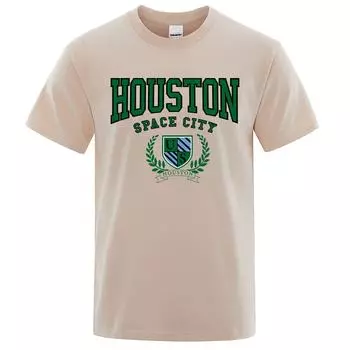 Футболки с надписью Houston Space City Hip Hop, мужские дышащие футболки, летняя одежда больших размеров, свободный готический хлопок S