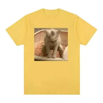 Футболки с надписью «Kitty Cat Take A Poop Kitten Joke», мужские и женские забавные футболки с короткими рукавами и мемами, летняя модная повседневная хлопковая футболка, топы S чёрный