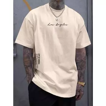 Футболки с надписью «Los Angeles City Of Angels» с надписью «Live Graphic», мужские дышащие футболки, летняя хлопковая футболка, свободная футболка в стиле хип-хоп, большого размера 2XS