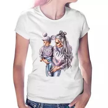 Футболки с надписью «Mother s Love» для женщин, для мамы и дочки, для сына, для семьи, белая футболка, летние короткие женские футболки S белый