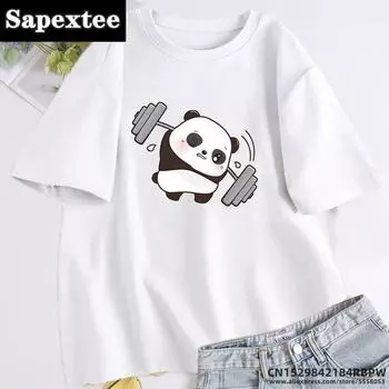 Футболки с пандой The Struggle Is Real, тяжелая атлетика, фитнес, тренажерный зал, милая футболка, женские забавные хлопковые футболки, женская одежда больших размеров L
