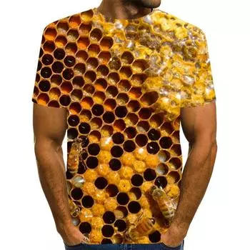 Футболки с пчелами для мужчин, топ с рисунком в виде сот, мужской топ, летняя футболка с медовой пчелой, маленькая пчелка с коротким рукавом, 3D XS