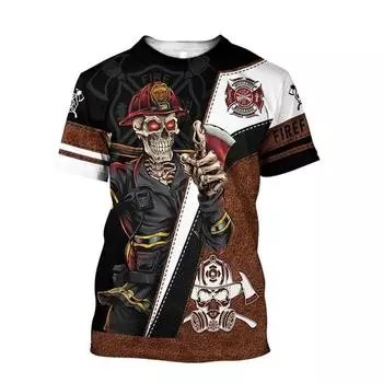 Футболки с принтами для мужчин и женщин-пожарных, повседневные объемные свитера с короткими рукавами, модные топы, модная одежда, лето XL